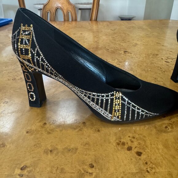 NEW Stuart Weitzman Unique Black Crystal Y2K Pumps sz 8 - Picture 6 of 7